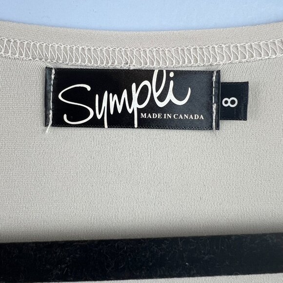 Sympli Canada Tan Tunic Top Dress Size 8 Shark Bite Asymmetric Hem 3/4 Sleeve - Picture 2 of 6